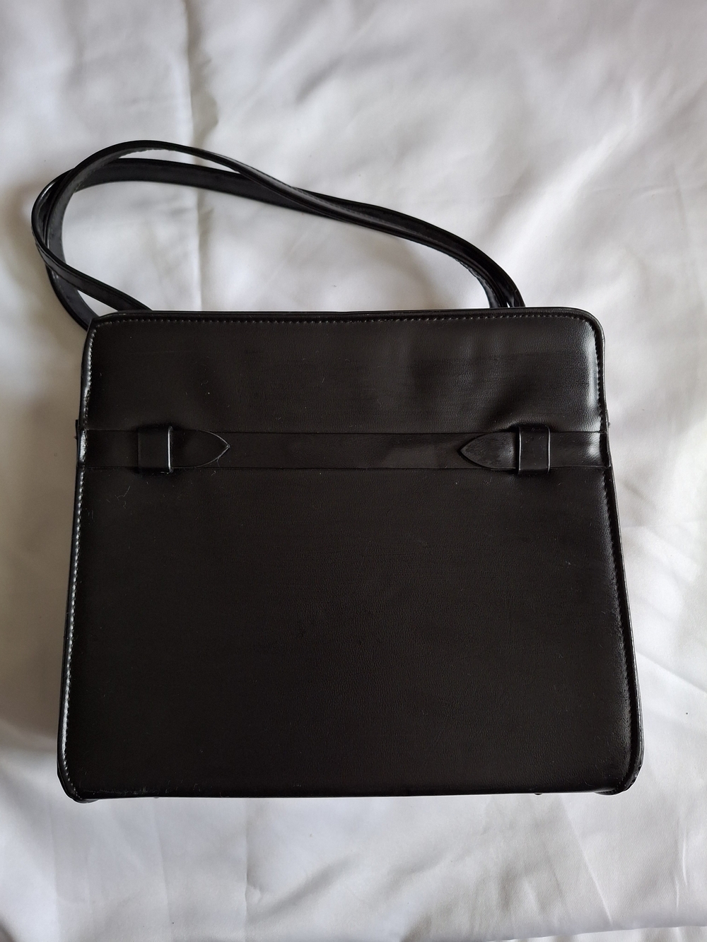 Vintage Garay Black Structured Handbag Accordion Gold Tone Retro Purse